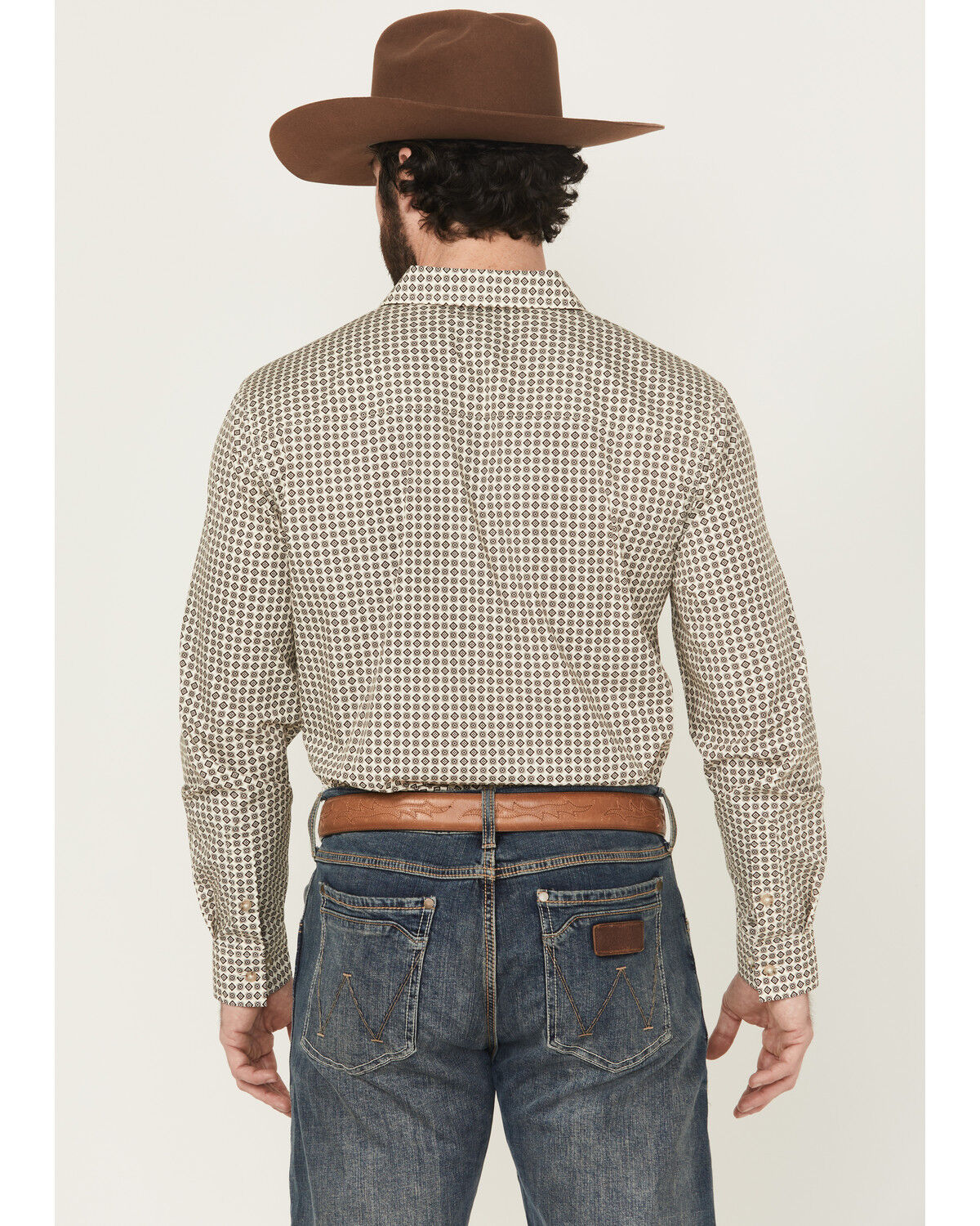 Image #4 - Gibson Trading Co Men's Bullseye Geo Print Long Sleeve Button-Down Western Shirt - Big, Ivory, hi-res