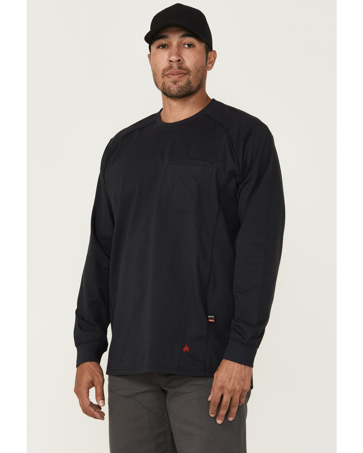 Forge Workwear Men's FR Solid Lightweight Long Sleeve Work Shirt, Navy, hi-res