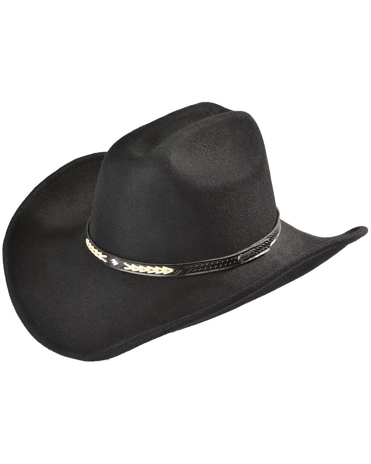 Outback Trading Co. Out Of The Chute UPF 50 Sun Protection Crushable Wool Felt Cowboy Hat, Black, hi-res