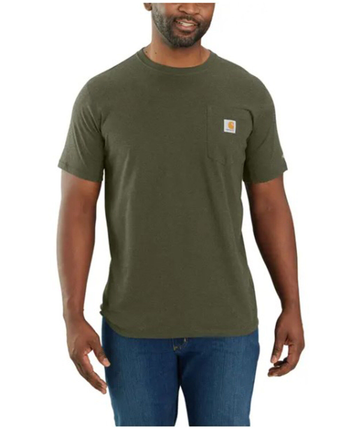 Image #1 - Carhartt Men's Force Relaxed Fit Midweight Short Sleeve Pocket T-Shirt - Big, Green, hi-res