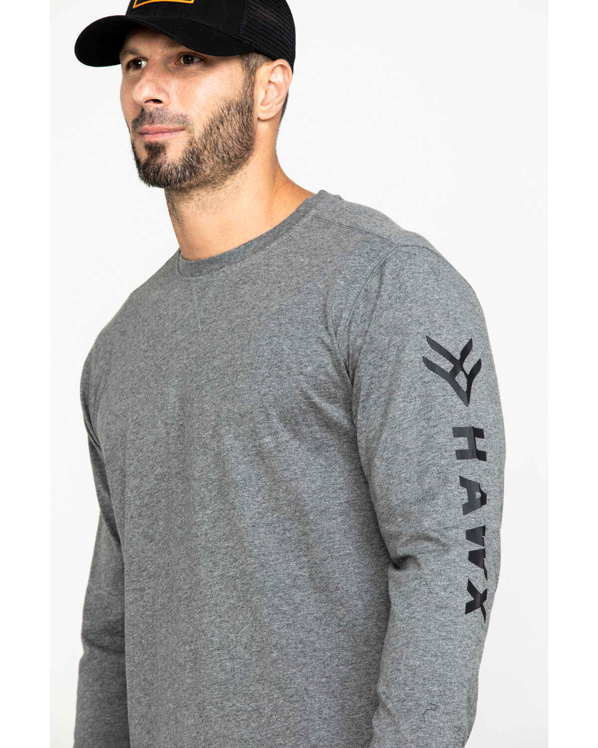 Image #5 - Hawx Men's Big Logo Long Sleeve T-Shirt - Big, Heather Grey, hi-res