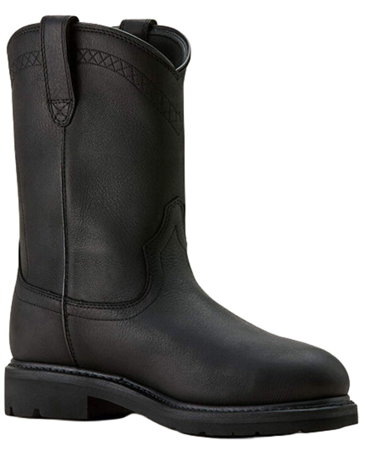 Image #1 - Ariat Men's Sierra Waterproof Pull-On Work Boots - Steel Toe, Black, hi-res