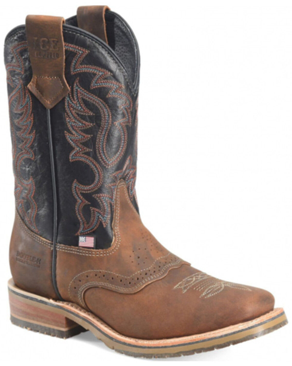 Double H Men's 11" Union Built Roper Performance Western Boots - Broad Square Toe, Brown, hi-res