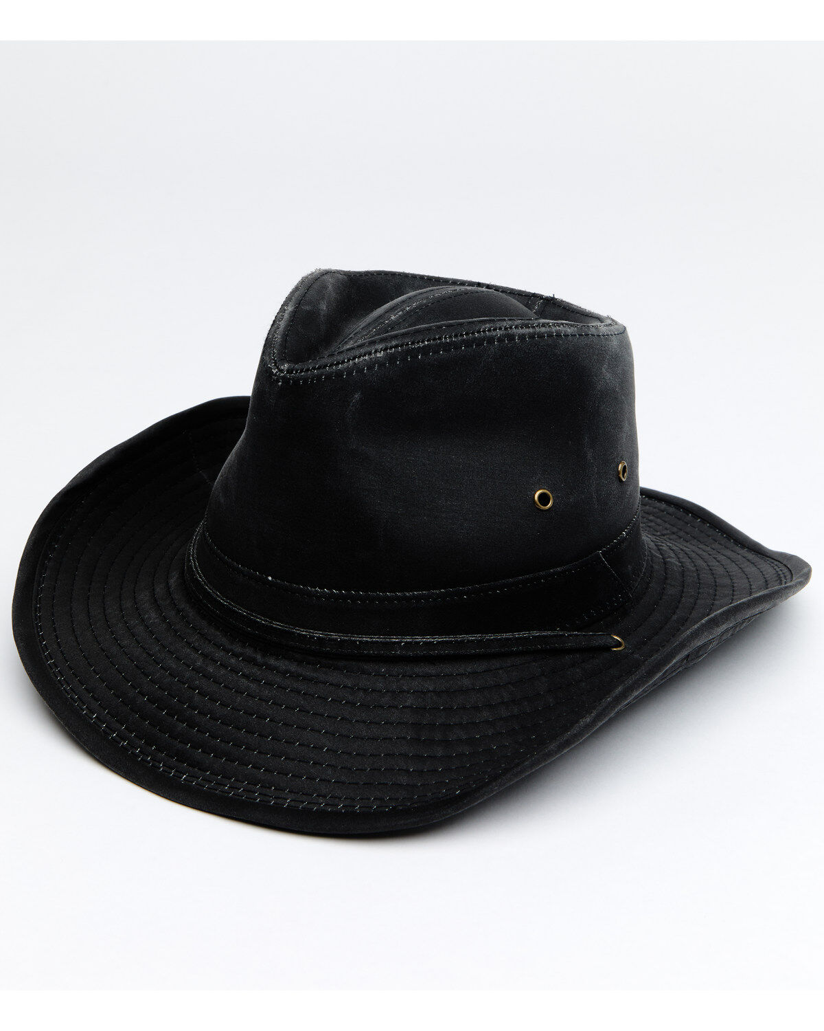 Hawx Men's Outback Weathered Cotton Sun Work Hat, Black, hi-res