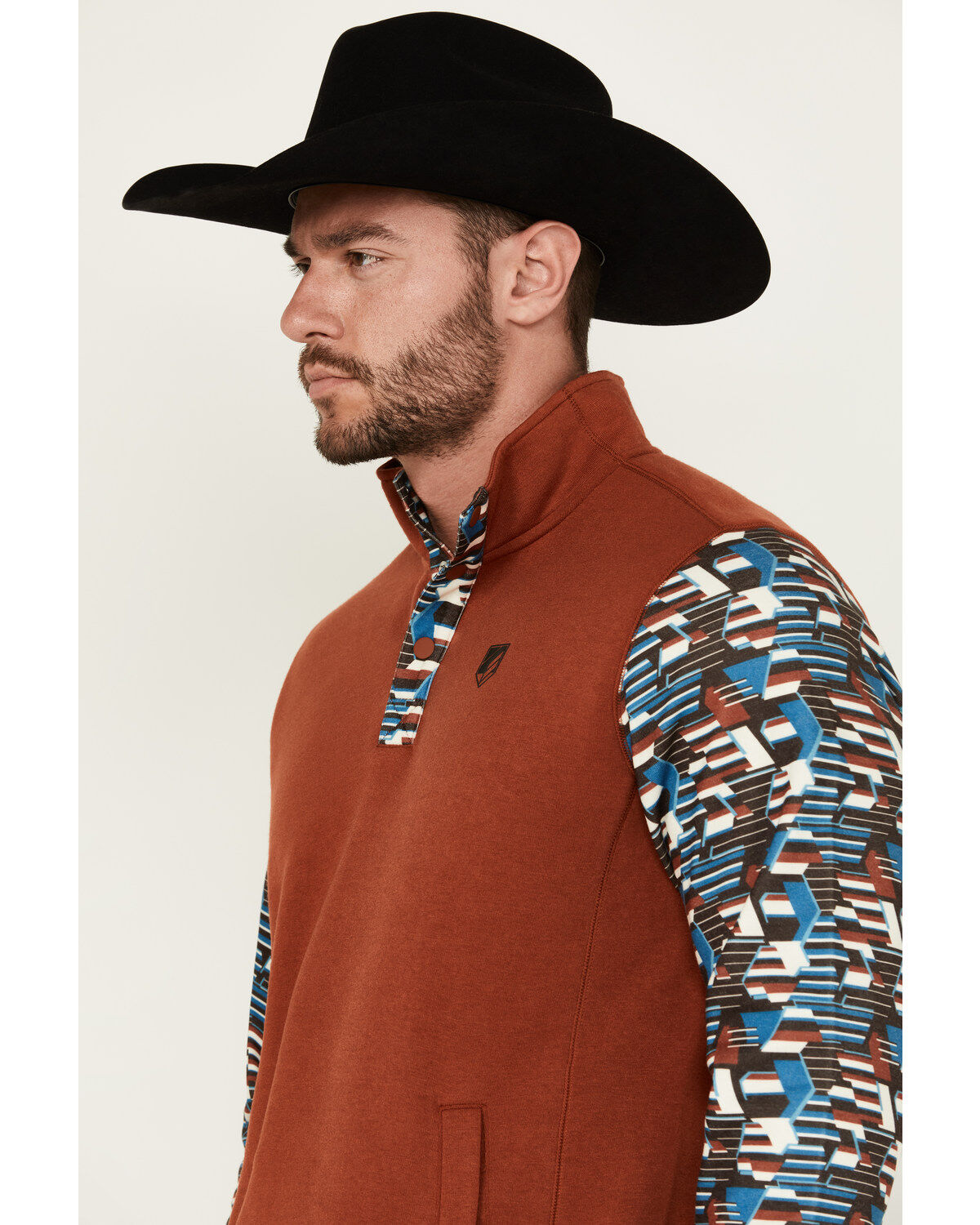 Image #2 - RANK 45&reg; Men's Baygen Colorblock Pullover, Dark Orange, hi-res