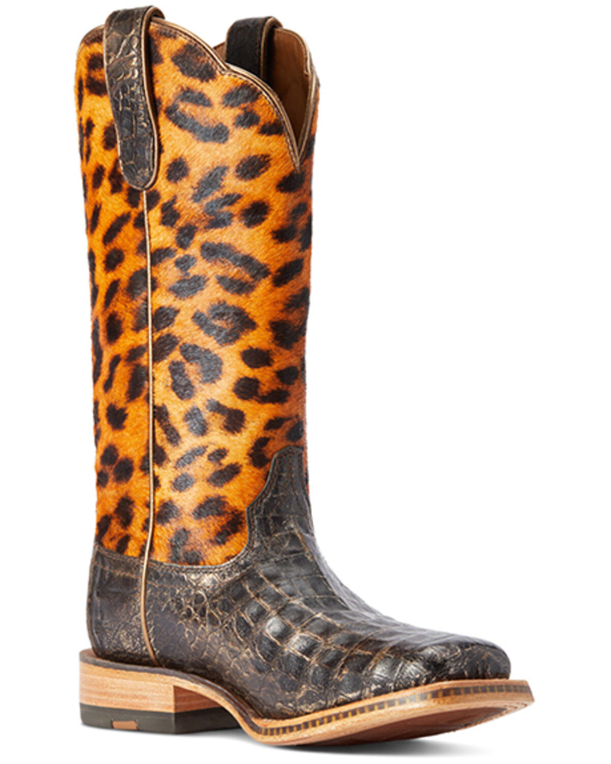 Ariat Women's Donatella Exotic Caiman Western Boots - Broad Square Toe, Black, hi-res