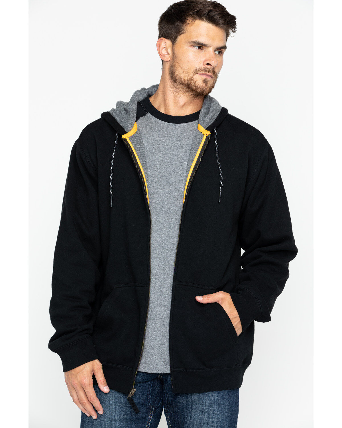 Hawx Men's Zip-Front Work Hooded Jacket, Black, hi-res
