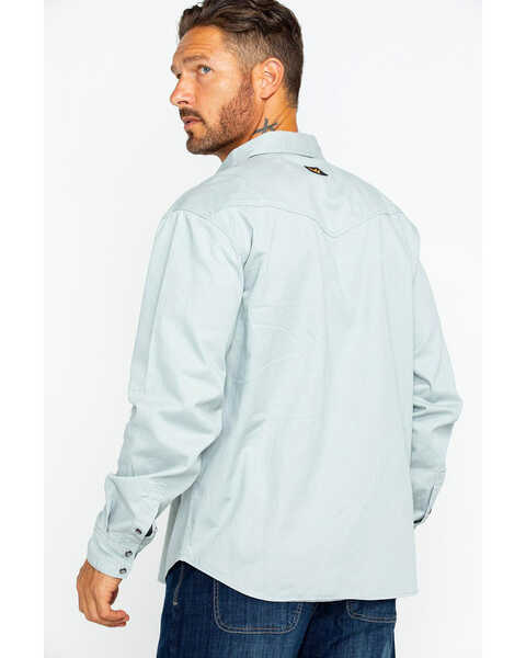 Image #2 - Hawx Men's Twill Pearl Snap Long Sleeve Western Work Shirt - Tall , Grey, hi-res