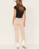 Image #3 - Cleo + Wolf Women's Distressed High Rise Straight Jeans, Peach, hi-res