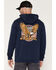 Image #1 - Thorogood Men's Freedom Eagle Graphic Hooded Sweatshirt, Navy, hi-res
