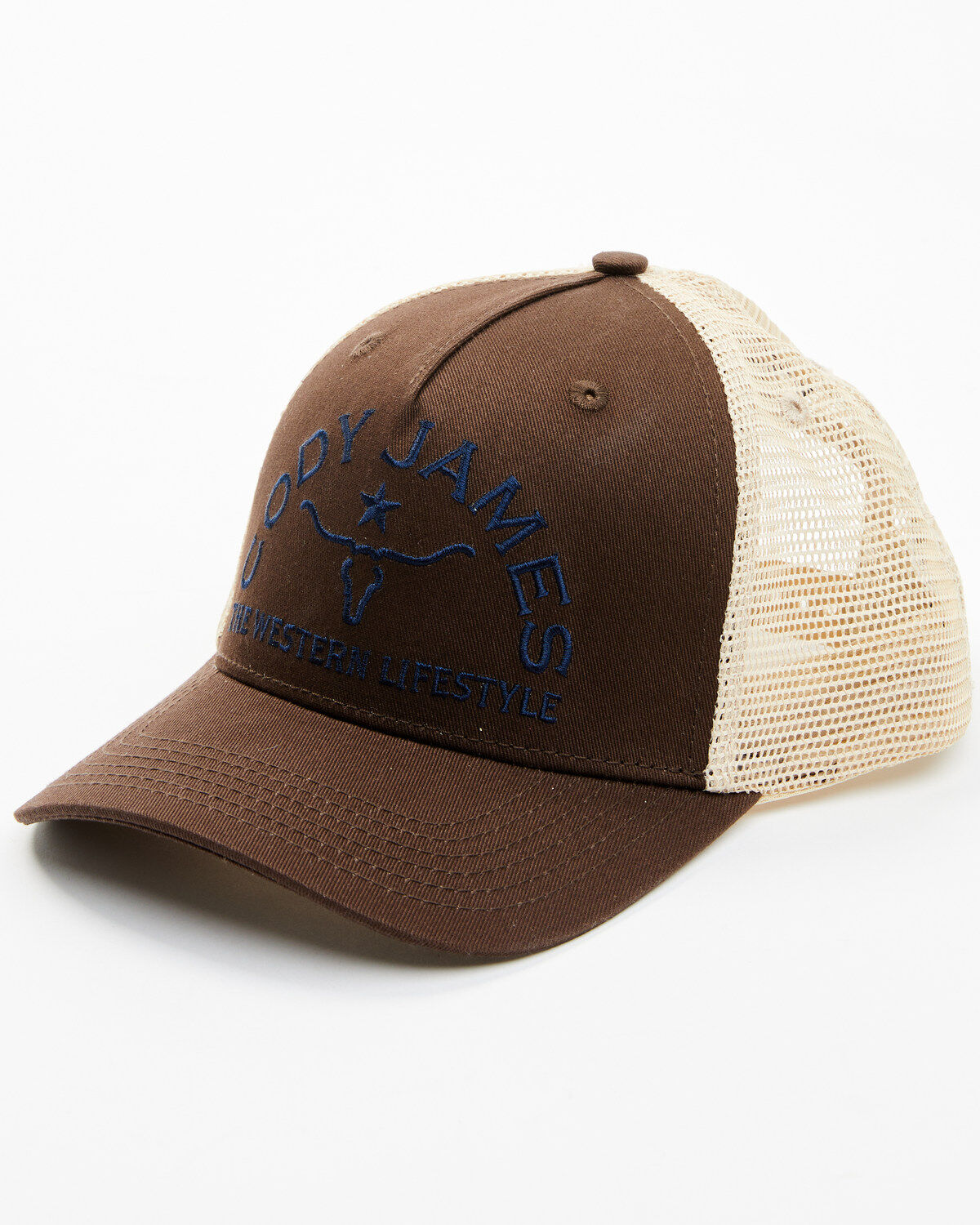 Cody James Men's Wade Long Horn Ball Cap, Chocolate, hi-res