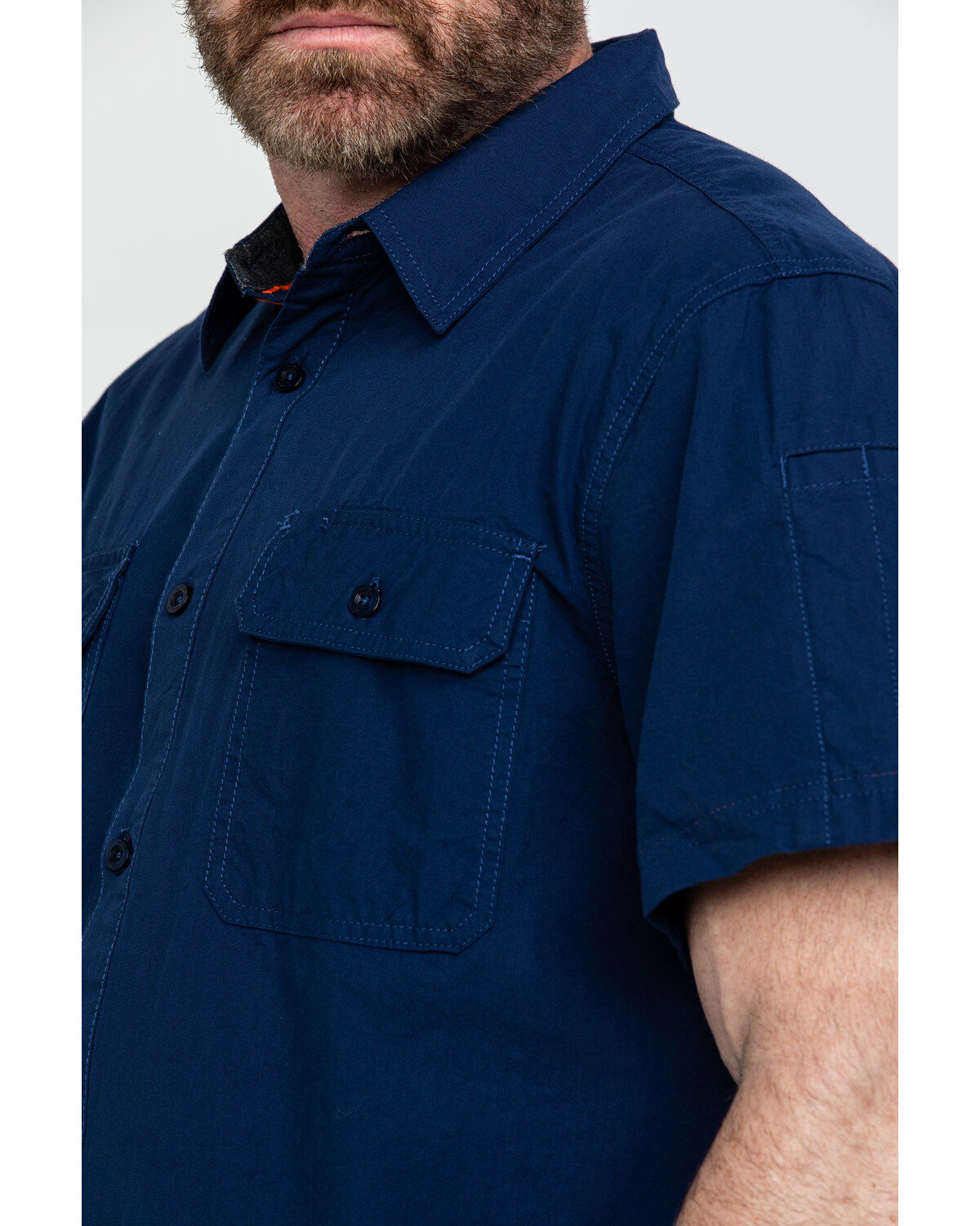 Image #4 - Hawx Men's Solid Yarn Dye Two Pocket Short Sleeve Work Shirt, Navy, hi-res