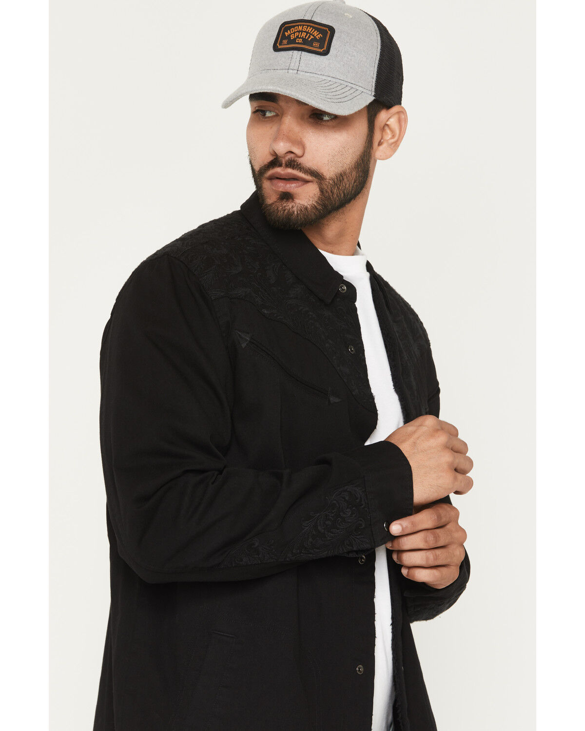 Image #2 - Moonshine Spirit&reg; Men's Searcy Sherpa Lined Embroidered Shirt Jacket, Black, hi-res