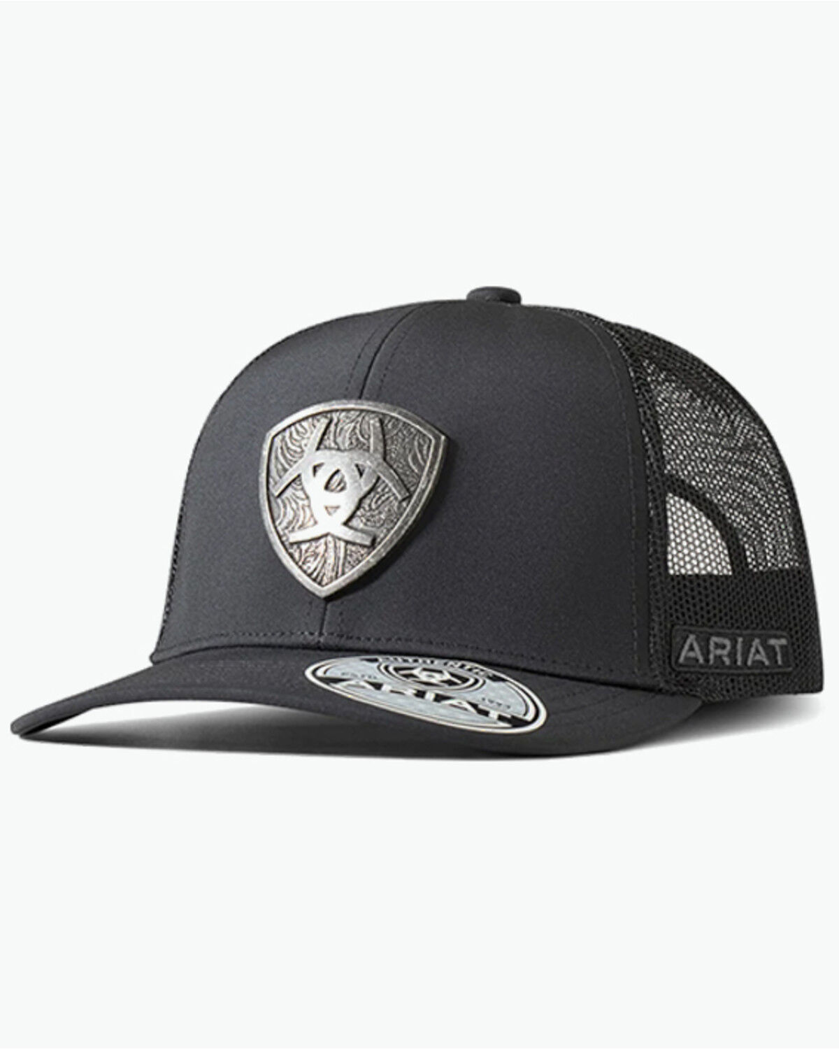 Ariat Men's Metal Shield Ball Cap, Black, hi-res