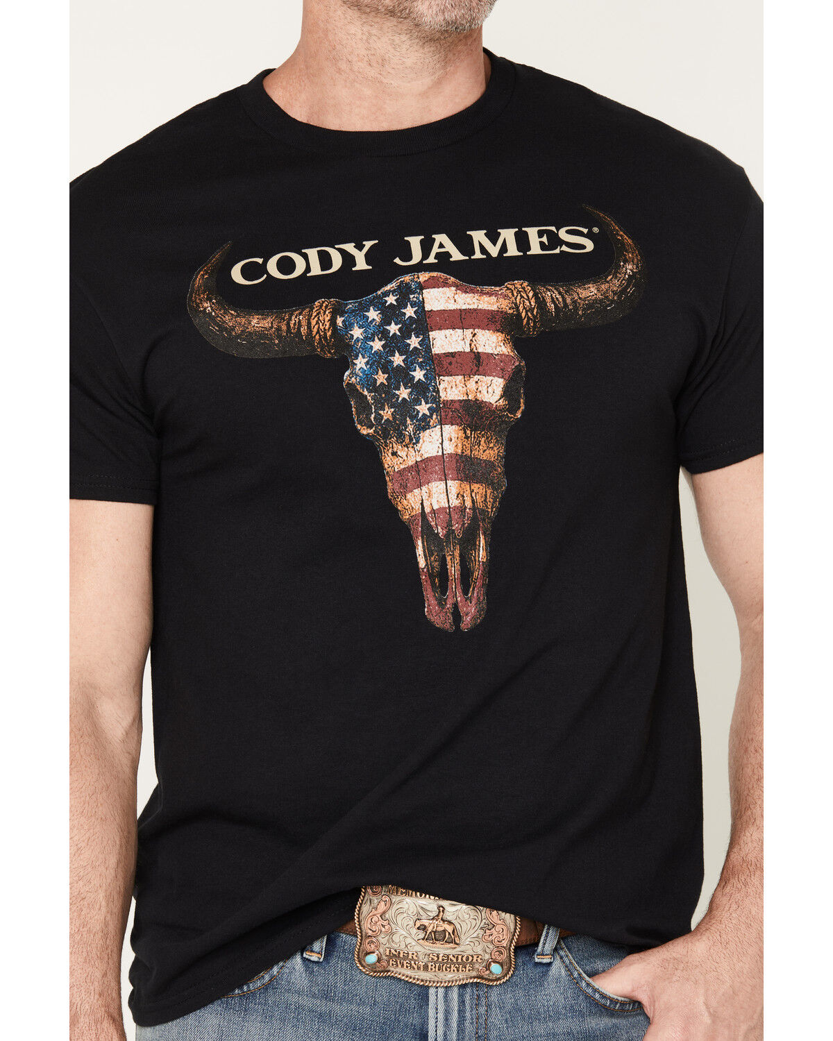 Image #3 - Cody James Men's Americana Steer Short Sleeve Graphic T-Shirt, Black, hi-res