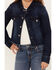 Image #3 - Shyanne Girls' Kent Dark Wash Frayed Denim Jacket , Dark Wash, hi-res