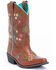 Image #1 - Shyanne Girls' Floral Embroidery Western Boots - Snip Toe, Brown, hi-res