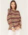 Image #1 - Cleo + Wolf Women's Stripe Knit Oversized Sweater, Brown, hi-res