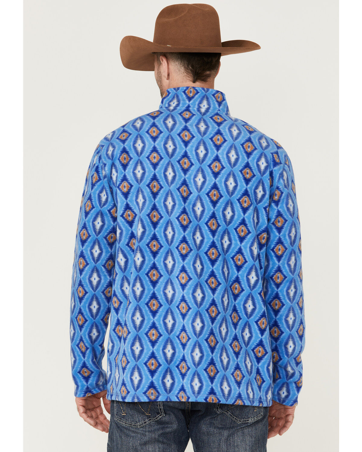 Image #4 - RANK 45&reg; Men's Shadow Southwestern Print 1/4 Zip-Front Fleece Pullover, Blue, hi-res