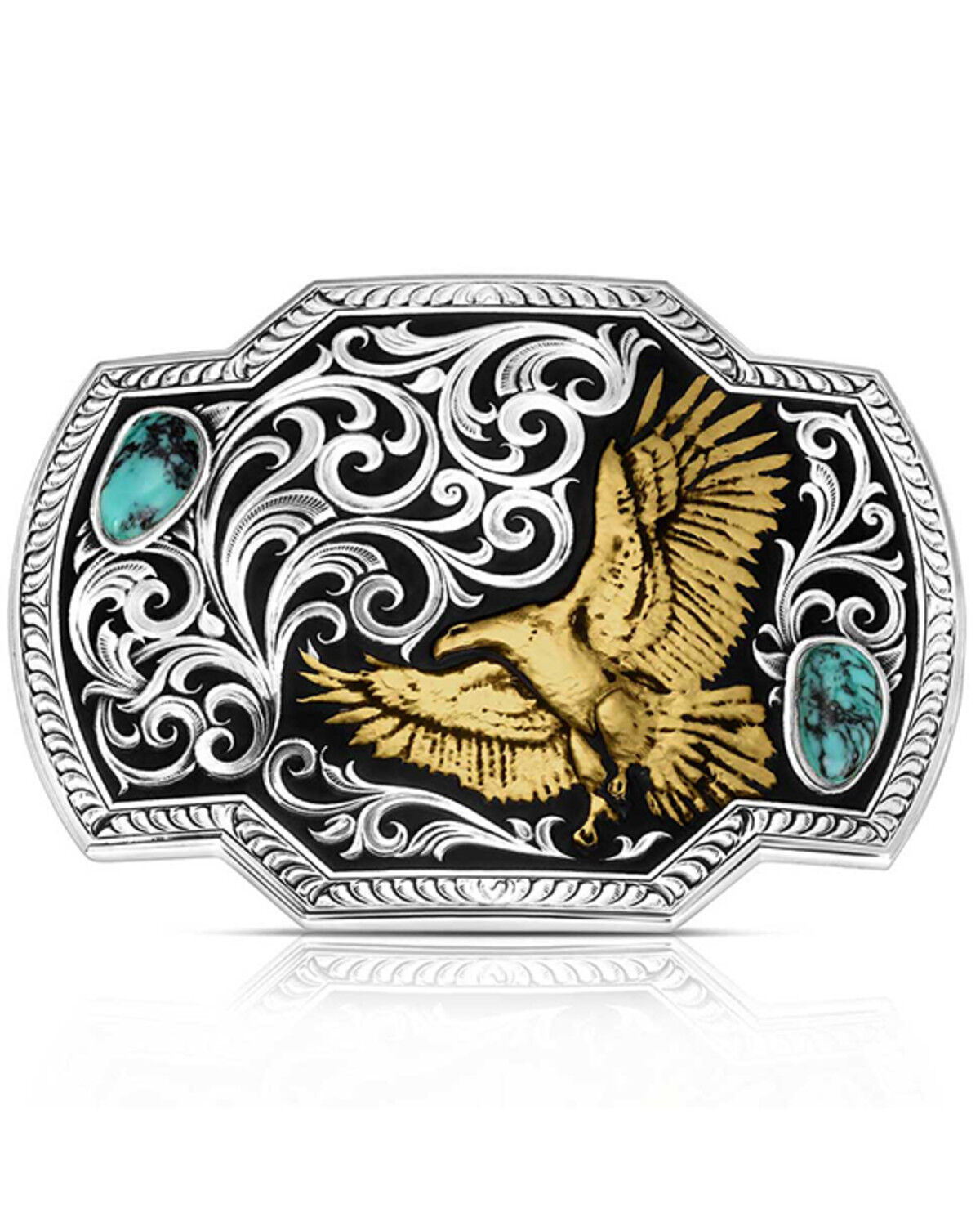 Montana Silversmiths Two-Toned Eagle Belt Buckle, Silver, hi-res