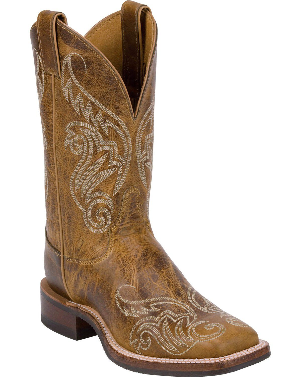 Image #1 - Justin Bent Rail Women's Damiana Square Toe Western Boots, Tan, hi-res