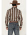 Image #4 - Wrangler Men's Checotah Southwestern Striped Print Long Sleeve Pearl Snap Western Shirt - Big, Brown, hi-res