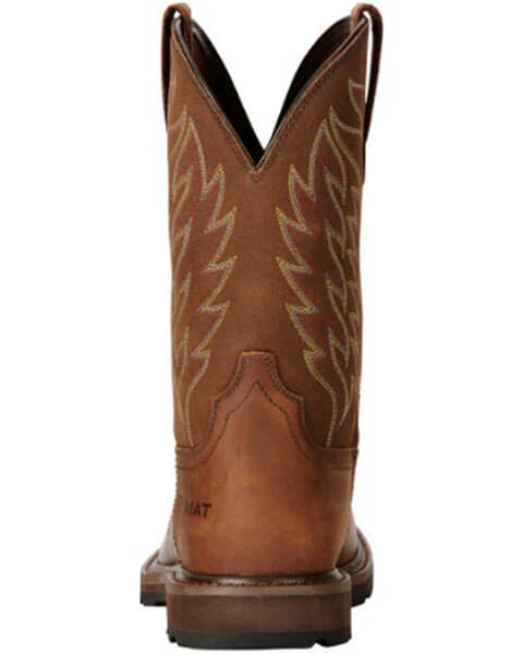 Image #3 - Ariat Men's Groundbreaker Square Toe Western Work Boots, Brown, hi-res