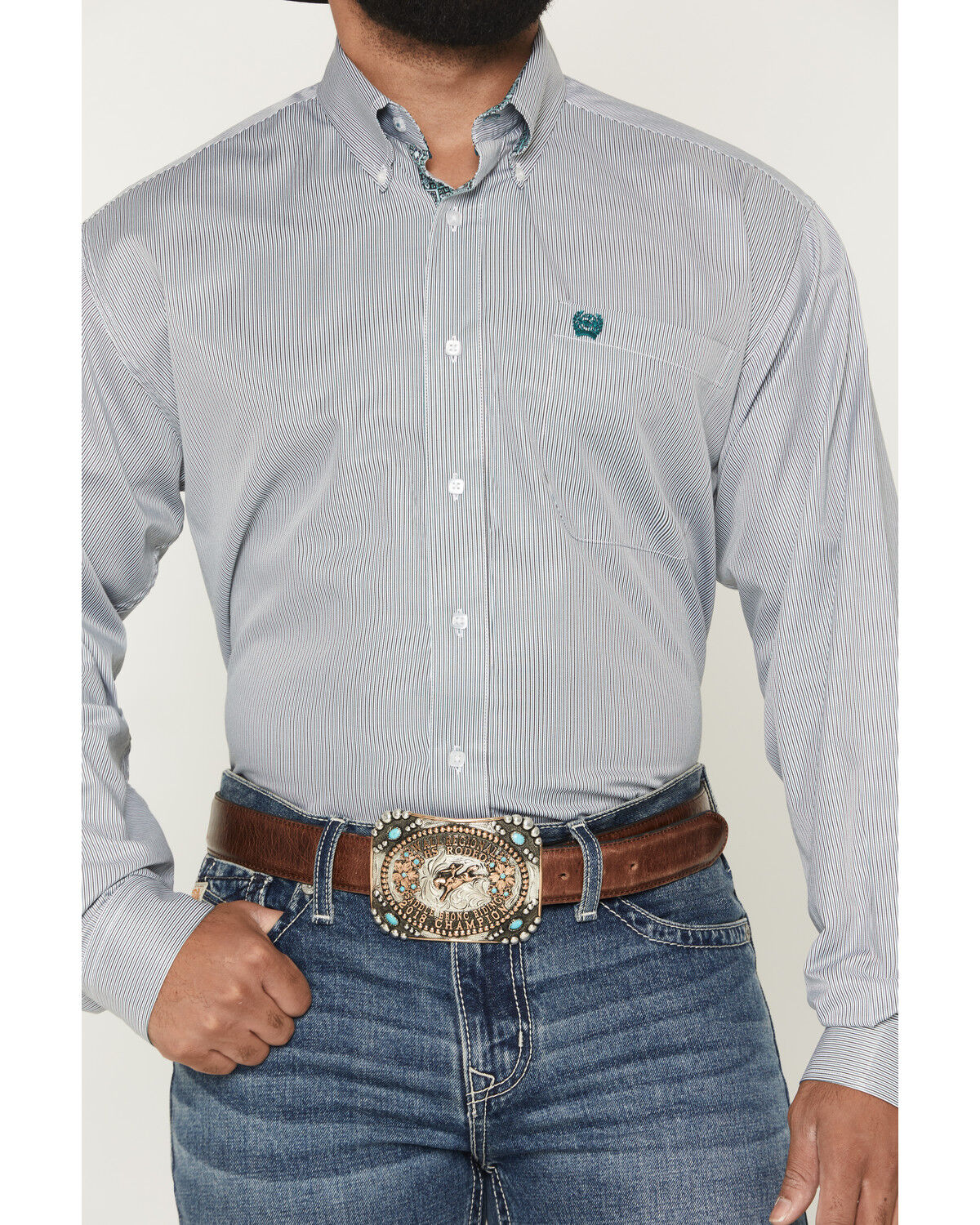 Image #3 - Cinch Men's Stripe Print Long Sleeve Button-Down Western Shirt, Multi, hi-res