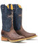 Image #1 - Tin Haul Ichtusacross Waxy Sanded Lug Sole Western Boots - Broad Square Toe, Brown, hi-res