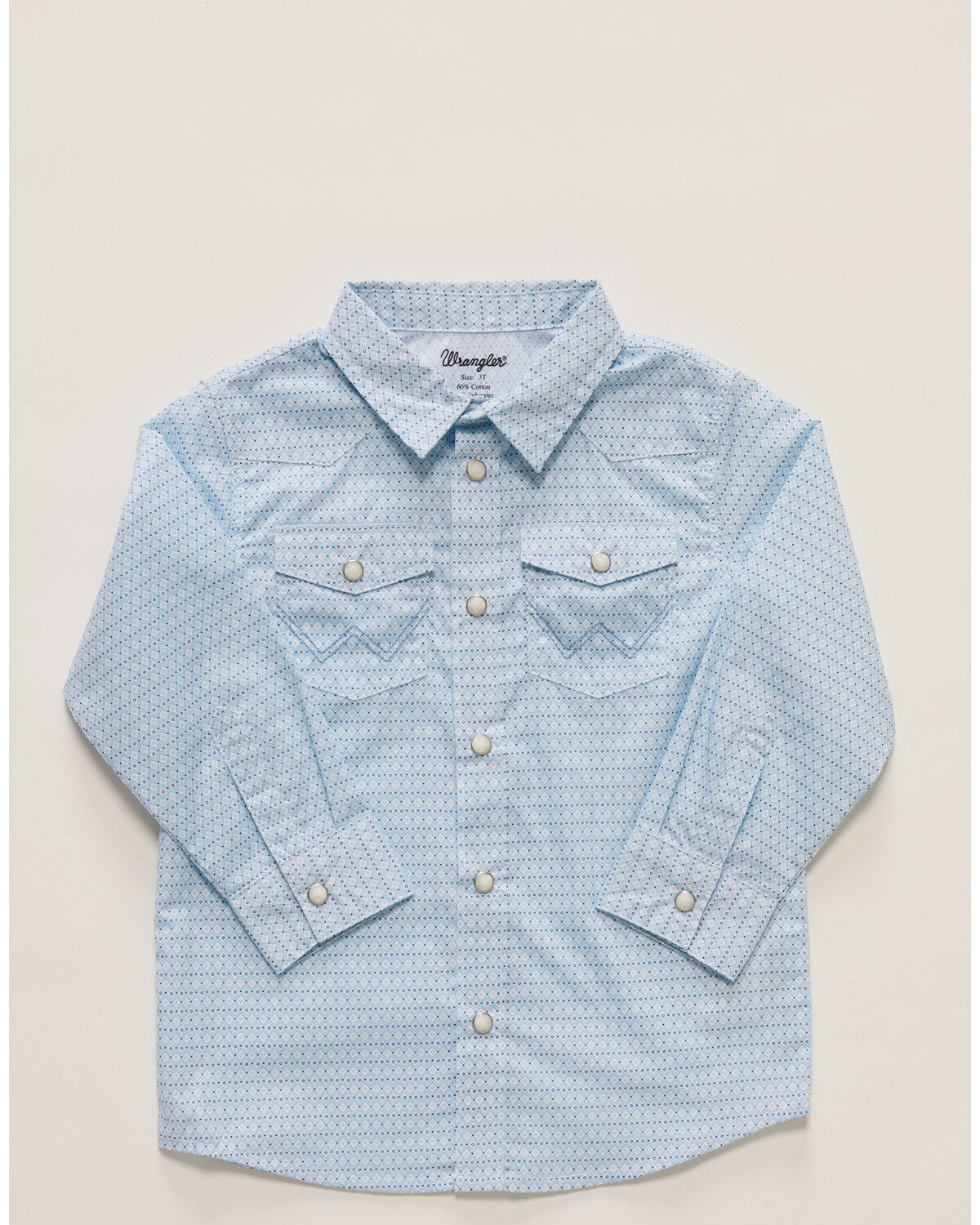 Wrangler Toddler Boys' Geo Print Long Sleeve Snap Western Shirt, Blue, hi-res