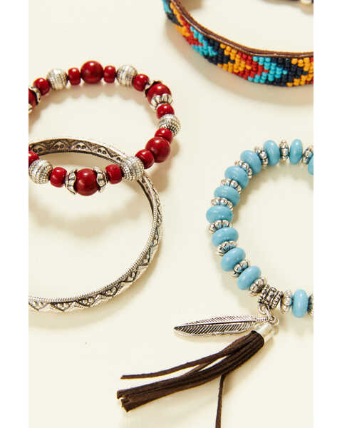 Image #1 - Shyanne Women's Summer Nights Red Southwestern Bead Bracelet Set, Red, hi-res