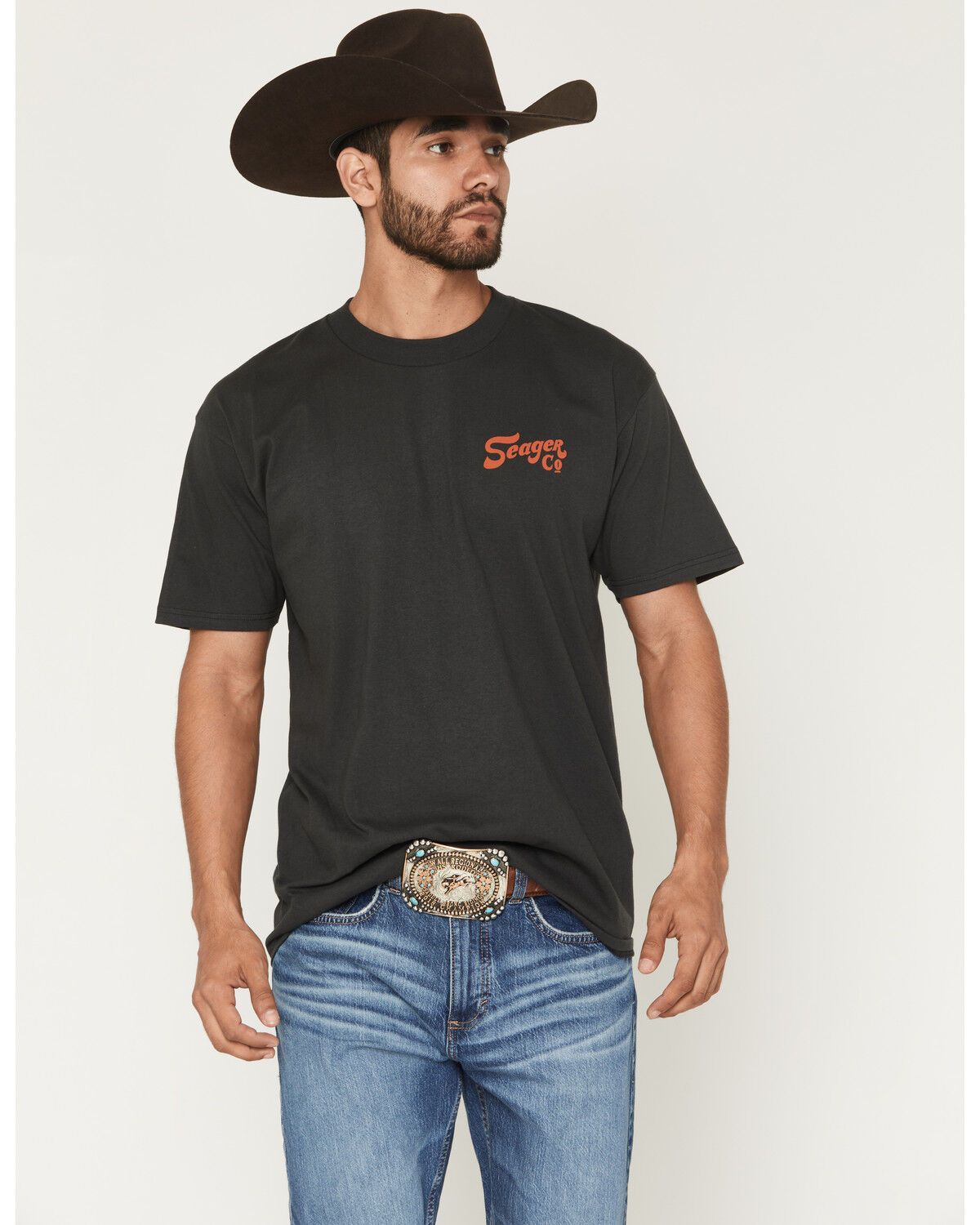 Image #2 - Seager Men's Lonesome Short Sleeve Graphic T-Shirt, Black, hi-res