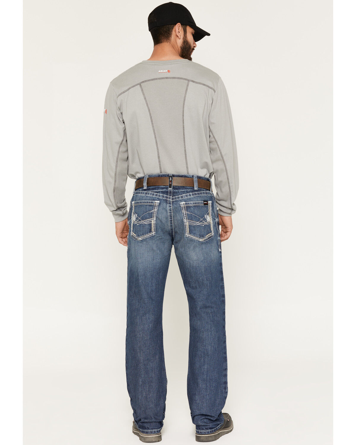 Image #3 - Ariat Men's Fire-Resistant M4 Ridgeline Boot Cut Work Jeans, Denim, hi-res