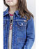 Image #4 - Wrangler® X Barbie™ Girls' Medium Wash Zip-Up Logo Denim Jacket , Medium Wash, hi-res