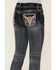 Image #4 - Grace in LA Girls' Dark Wash Steerhead Embroidered Pocket Bootcut Stretch Denim Jeans, Dark Wash, hi-res