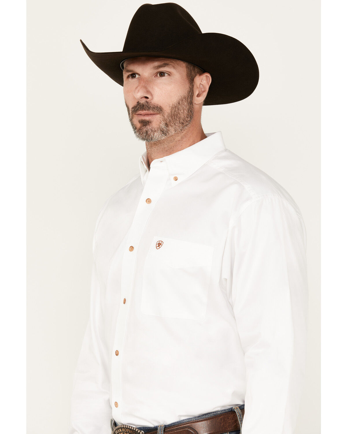 Image #2 - Ariat Men's Solid Twill Long Sleeve Western Shirt - Big & Tall, White, hi-res