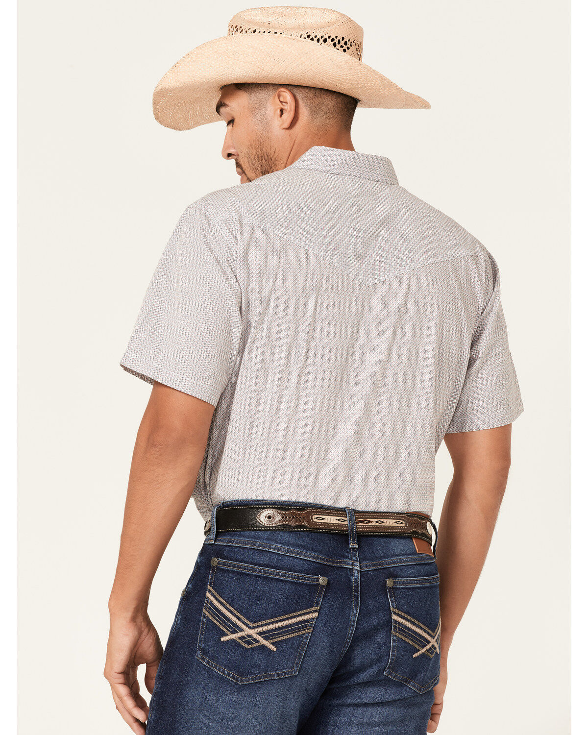 Image #4 - Moonshine Spirit&reg; Men's Static Geo Print Short Sleeve Snap Western Shirt, White, hi-res