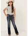 Image #3 - Grace in LA Girls' Dark Wash Horseshoe Flower Pocket Bootcut Stretch Denim Jeans , Dark Wash, hi-res