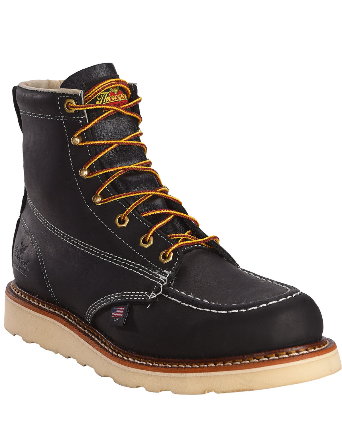 Thorogood Men's 6" American Heritage USA MAXWear Wedge&trade; Sole Work Boots - Soft Toe, Black, hi-res