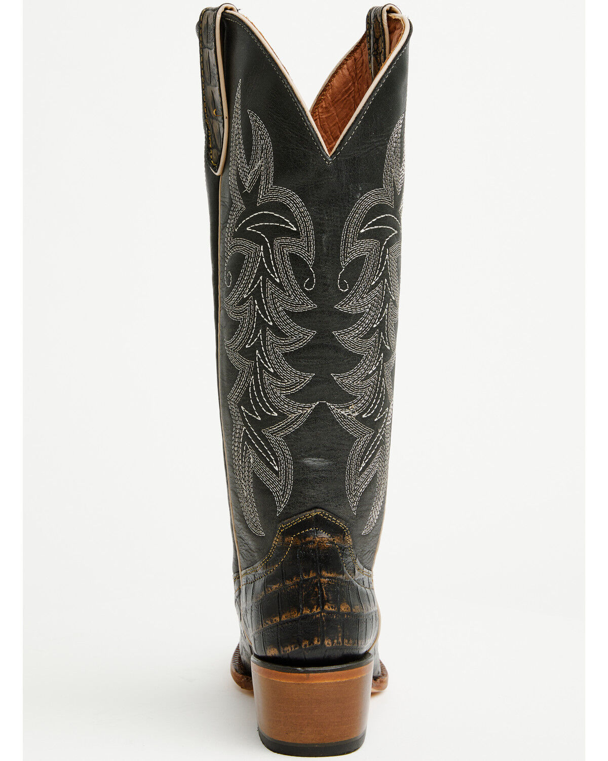 Image #5 - Tanner Mark Women's Caiman Print Tall Western Boots - Square Toe, Black, hi-res