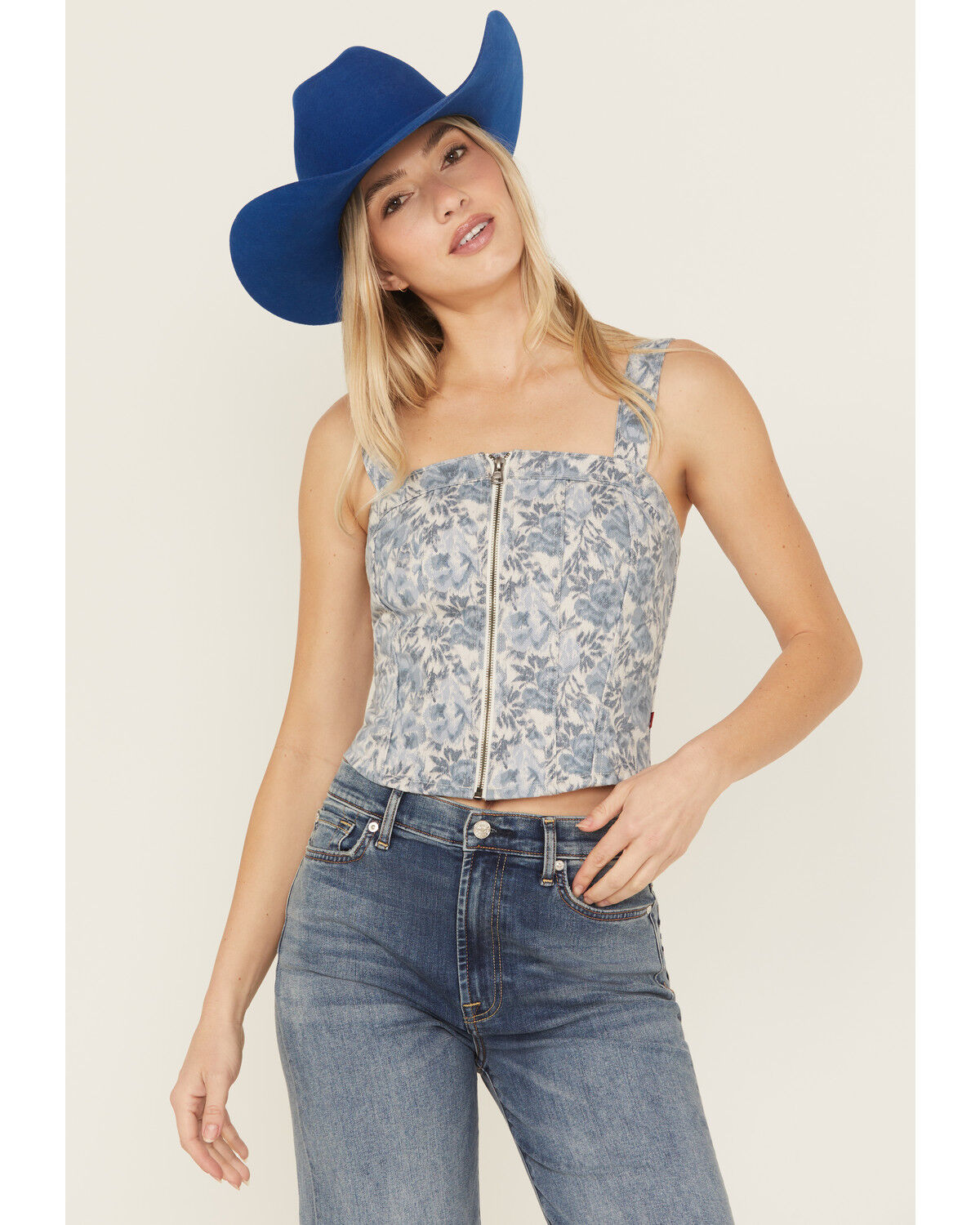Image #1 - Levi's Women's Floral Print Denim Bustier, , hi-res