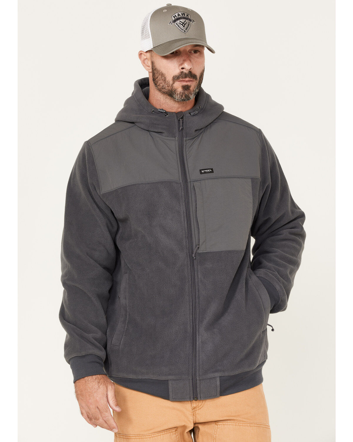 Image #1 - Hawx Men's Polar Fleece Jacket, Charcoal, hi-res