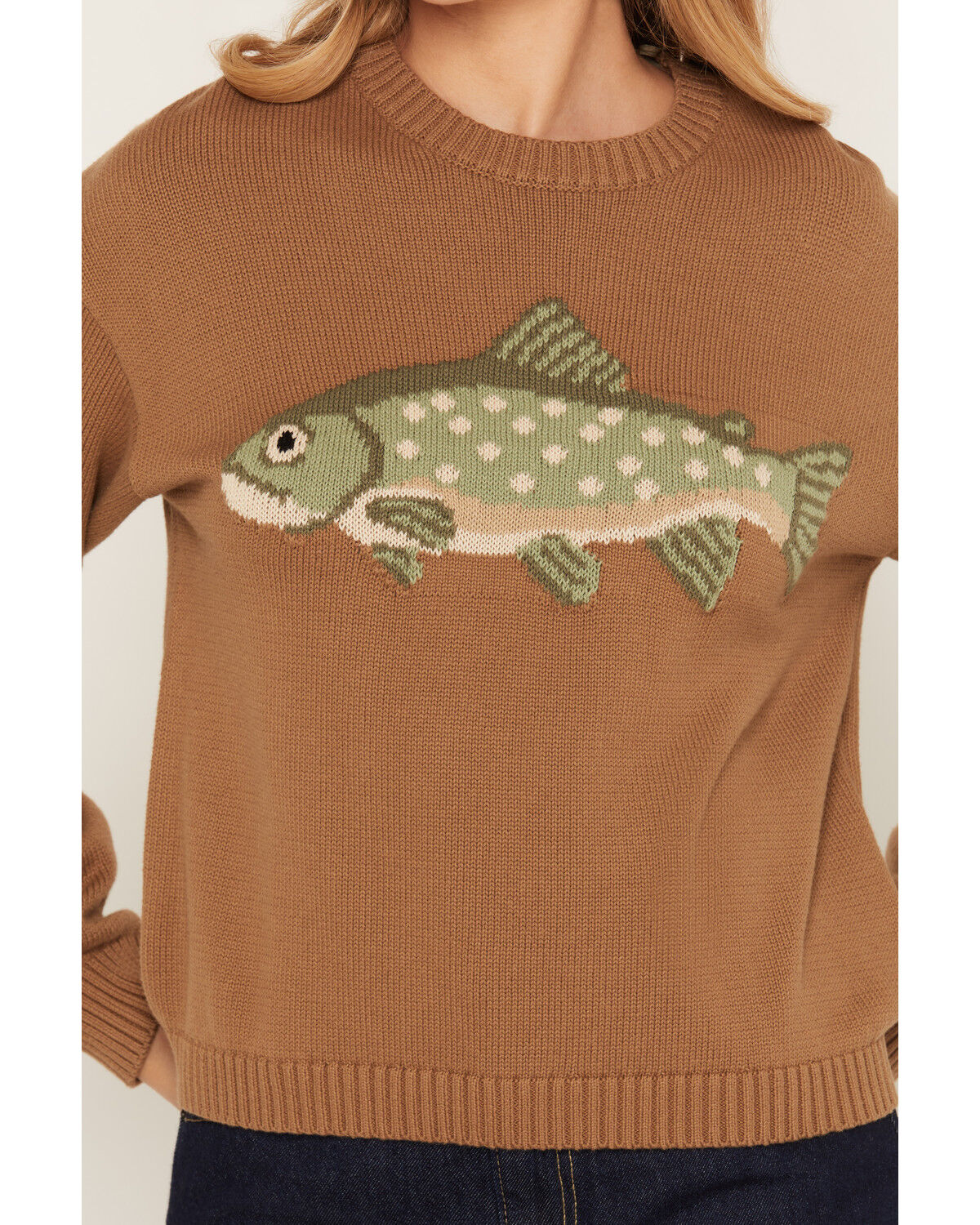 Image #3 - Wishlist Women's Fish Sweater, Brown, hi-res