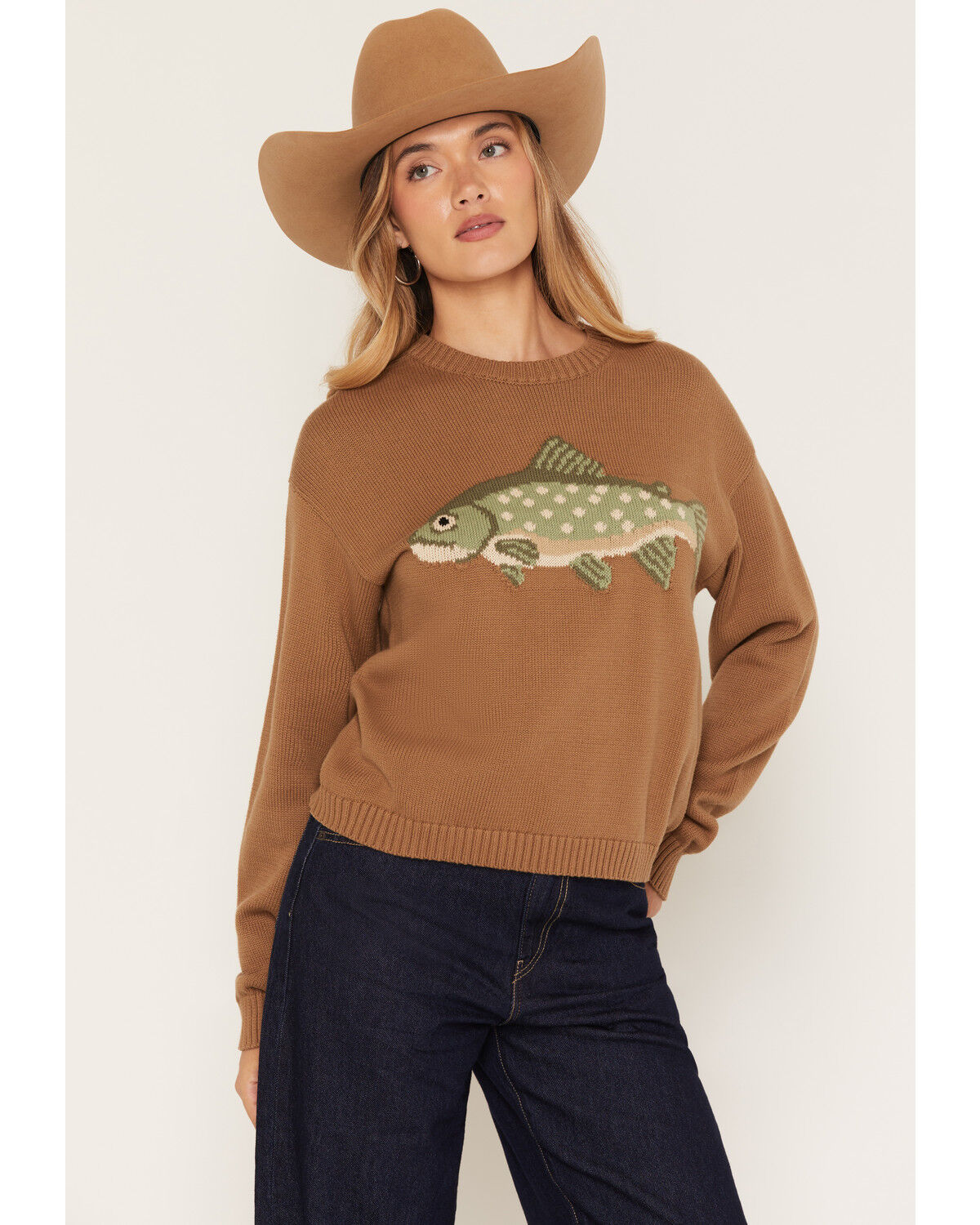 Wishlist Women's Fish Sweater, Brown, hi-res