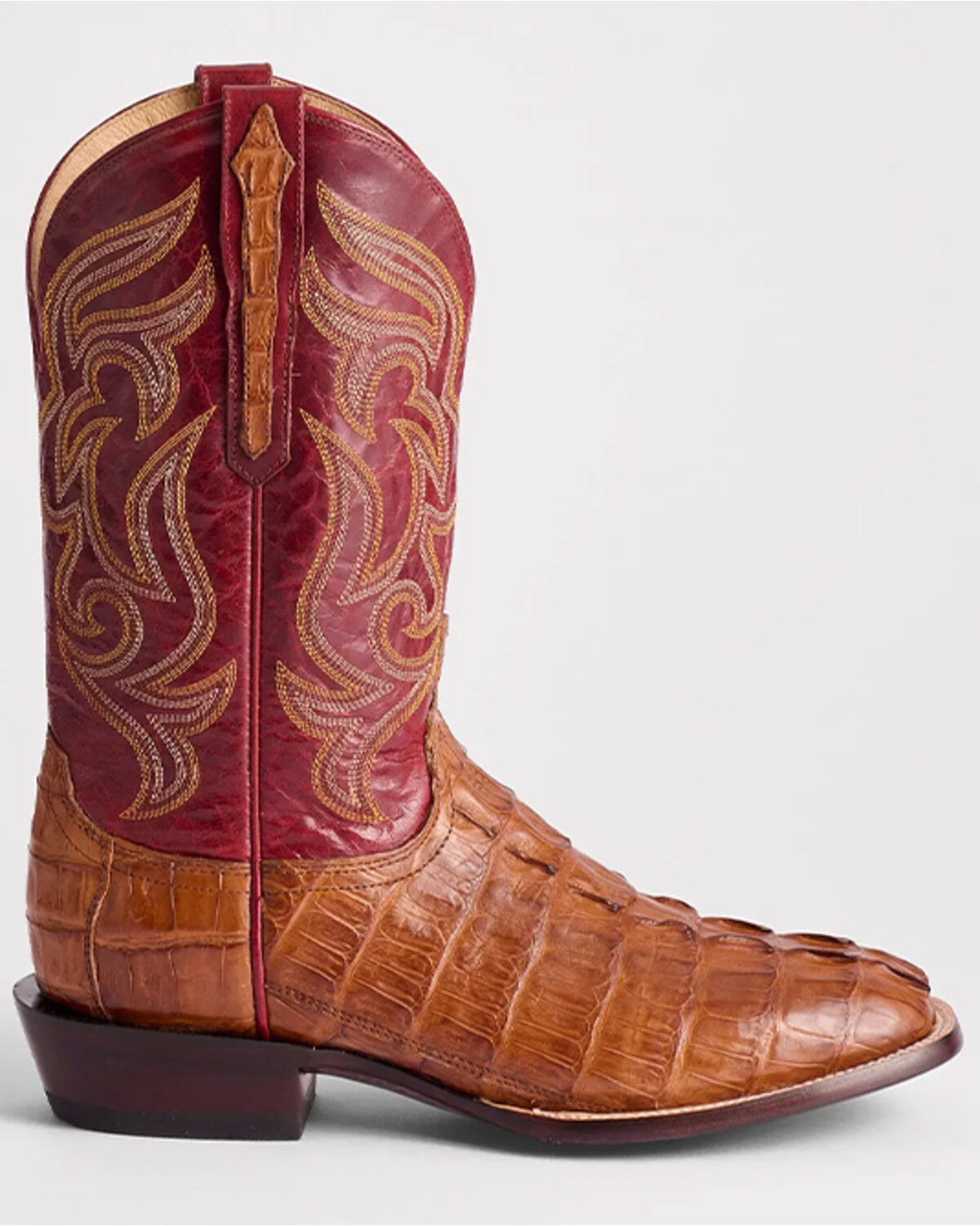 Image #2 - Lucchese Men's Hendrik Exotic Caiman Western Boots - Broad Square Toe, Cognac, hi-res