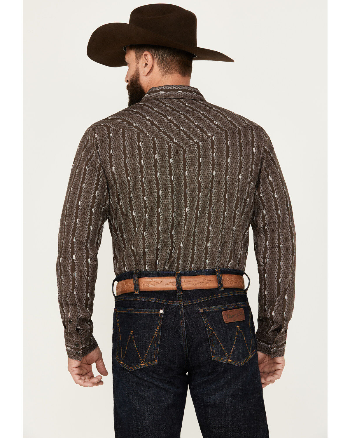 Image #4 - Gibson Trading Co Men's Bow Striped Print Long Sleeve Snap Western Shirt, Burgundy, hi-res