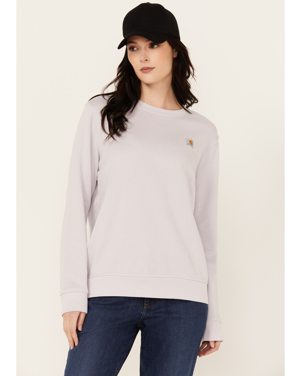 Image #1 - Carhartt Women's Relaxed Fit Midweight Crewneck Sweatshirt, Light Purple, hi-res