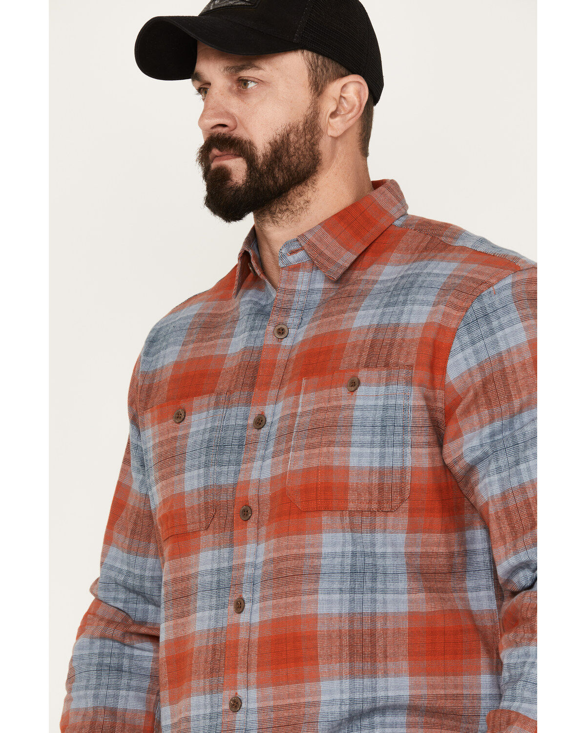 Image #2 - Dakota Grizzly Men's Grant Plaid Print Button-Down Western Flannel Shirt, Blue/red, hi-res