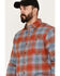 Image #2 - Dakota Grizzly Men's Grant Plaid Print Button-Down Western Flannel Shirt, Blue/red, hi-res