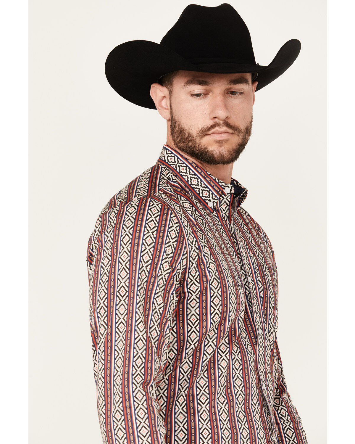 Image #2 - RANK 45&reg; Men's Pattison Southwestern Striped Print Long Sleeve Button-Down Western Shirt, Cream, hi-res